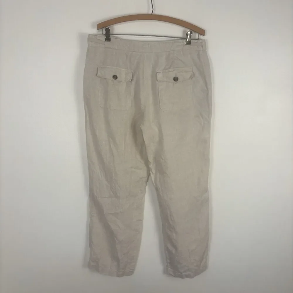 Tasso Elba Island Men's 100% Linen Tan Drawstring Casual Pants Size 34 (Flaw)